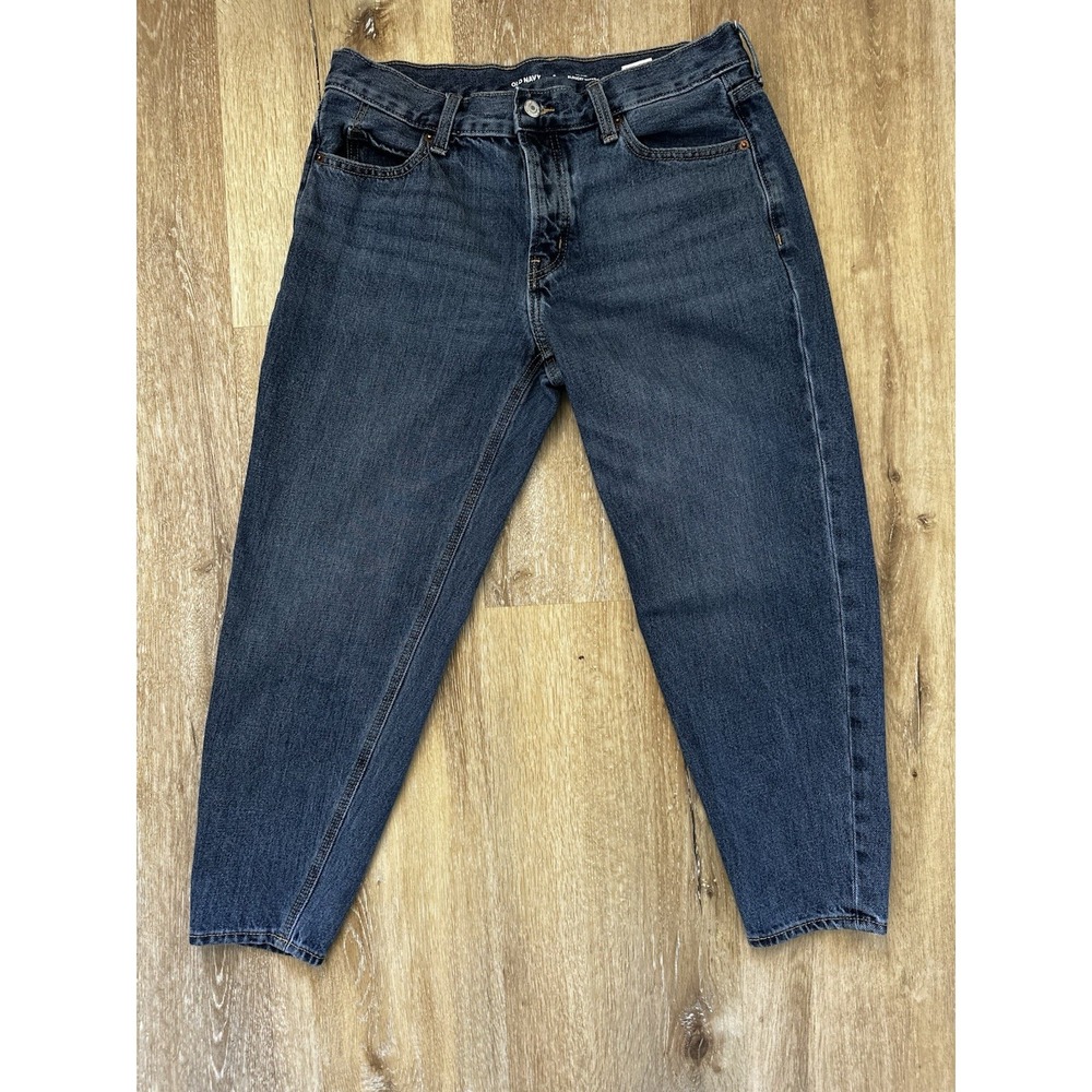 Old Navy Slouchy Taper Jeans Women's Size 6 Mid Rise Dark Wash Minimalist